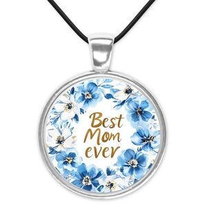 Mothers Day Gifts Floral Pendant Black Cord  Necklace